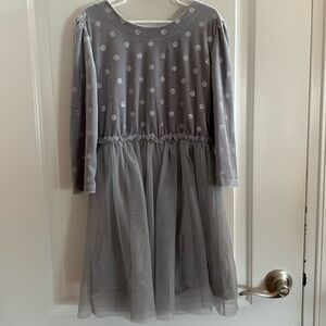 Gap Silver Crushed Velvet and Tulle Dress